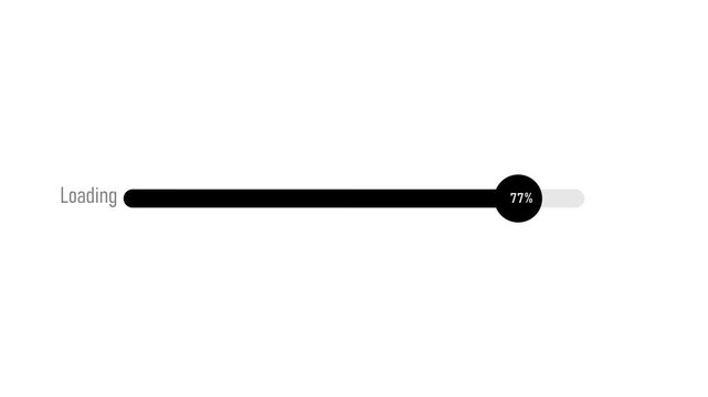 Progress bar loading percentage with a fill and a circular marker animation, Waiting loading bar animated