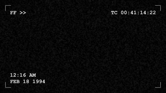Vintage camcorder screen overlay with retro timecode and date stamp effect