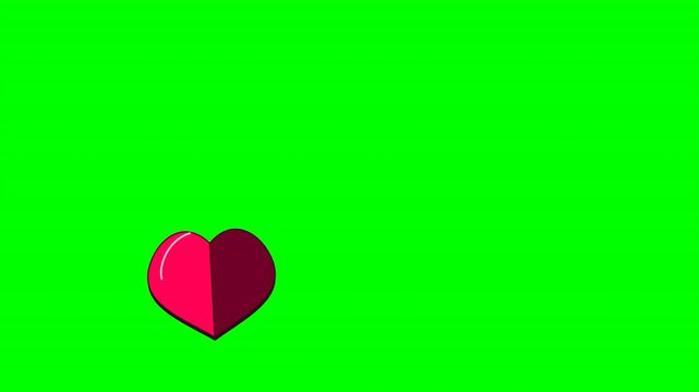Ruby Crystal 3D Heart Green Screen Animation