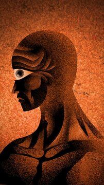 cyclops mythological creature isolated against a orange background