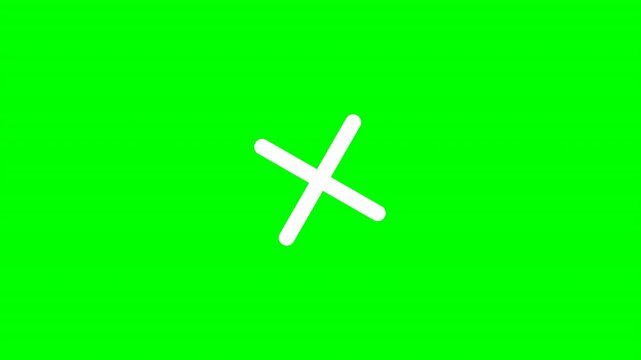 White Chalk Brush Cross Mark X Green Screen Animation.