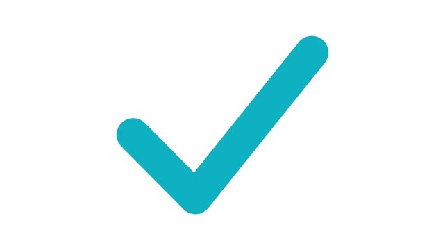 Check Mark Animation on white Background, A simple check mark isolated, symbolizing approval or completion