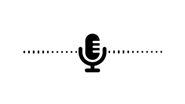 Minimalist Microphone Animation, A minimalist microphone icon animated on a white background, symbolizing audio or podcasting