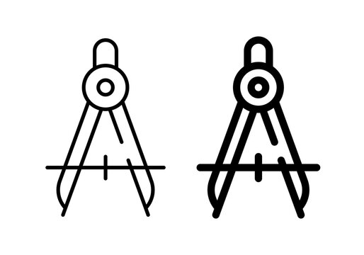 Drawing compass icon, math geometry drafting architecture tool set. vector illustration