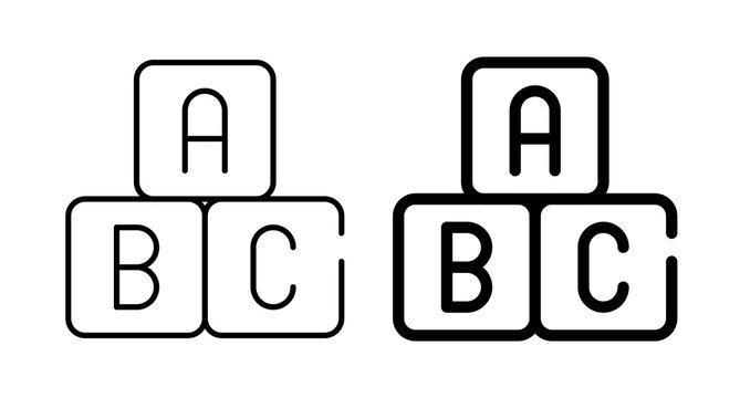 ABC alphabet blocks icon representing learning, childhood, and education, suitable for preschool, kindergarten, teaching, literacy development, and early childhood educational materials