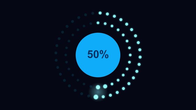 Circular Loading Indicator with Percent Progress on Dark Background