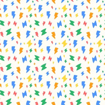 Colorful hand-drawn lightning bolt pattern on cream background
