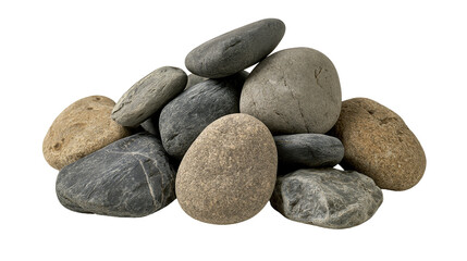 Pile of smooth grey and brown river stones and pebbles © Maiken