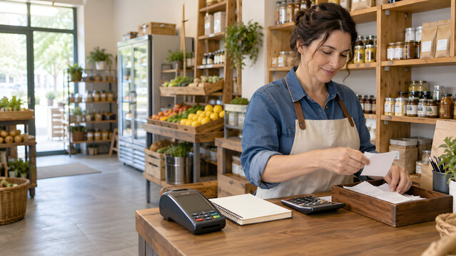 Small shop owner checking weekly cash flow