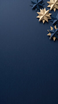 Golden Christmas Stars On Dark Navy Background