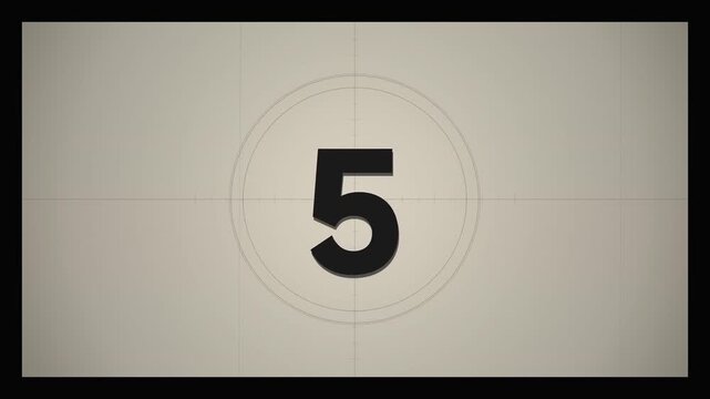 4K Vintage Film Countdown Leader Retro Motion Graphics Background
