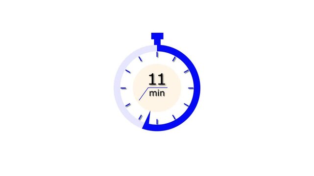 11 min clock icon animation. Clock 11-minute icon Digital and analog clock 11 minutes isolated on white background. and creating a stunning video.4k video.