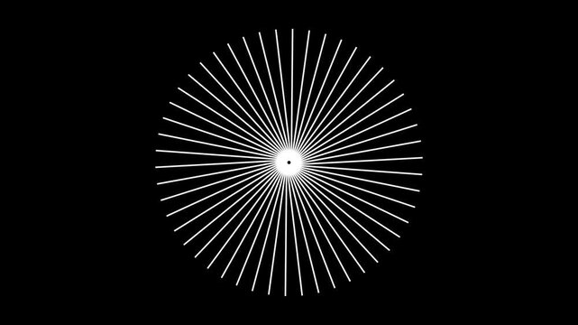 circle burst line animation, single to triple glowing rings with shiny ellipse highlights, abstract firework explosion effect, seamless looping motion graphics on transparent background in 4k
