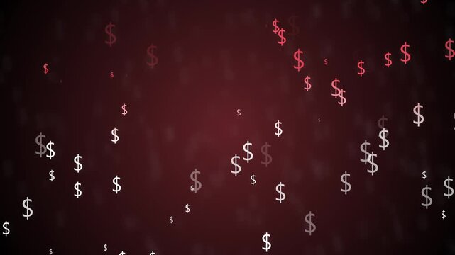 Background with falling dollar signs in varying sizes and opacity animation