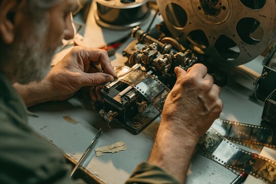 Film Technician Repairing a Broken Archival Splice