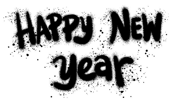 Happy New Year Lettering in graffiti style with black spray paint. Happy New Year Background Design. Vector Illustration.