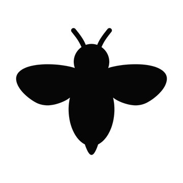 Black silhouette of a honey bee isolated on transparent background