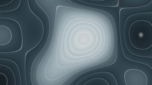 Seamless loop of gray terraced relief contours rising like topographic map