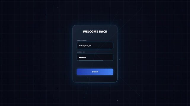 Login, user access and cyber security for website, application and portal. Digital dashboard, online account and identity authentication with password, sign in button and software technology pro