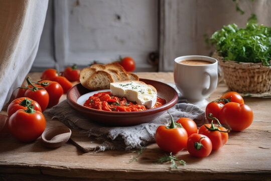 Tomatoes bread coffee table