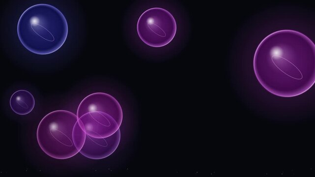 Glowing cosmic bubbles merging in deep space void
