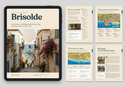 Travel Guide eBook Template, Digital Tourism Brochure & City Itinerary Guidebook for Travel Agencies & Tour Operators