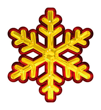 Gold snowflake icon with red metallic border