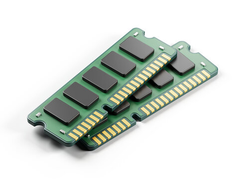 DDR memory RAM on white background. RAM Computer memory icon. 3d rendering