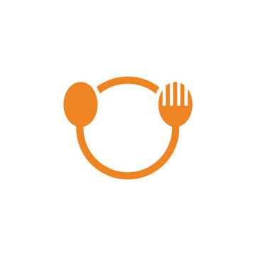 circle plate spoon fork simple icon vector