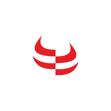 stripes motion red flame simple curves logo vector