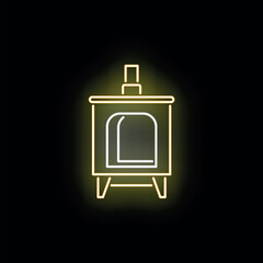 Fototapeta premium Wood burning stove glowing on a black background, providing warmth