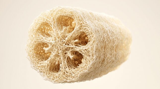 Natural loofah sponge texture showing fibrous plant structure for organic body care usage.