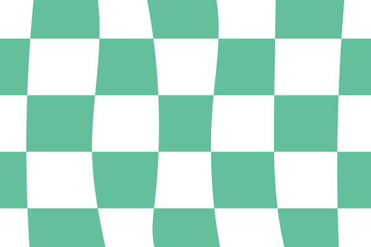 Green distorted checkered grid pattern offers wavy visual movement for creative backdrop.