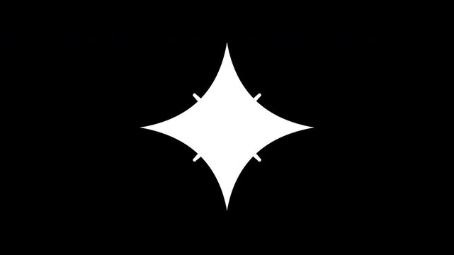 Hand Drawn Astroid Diamond Sparkle Star Twinkle Animation 4K Seamless Loop on Transparent Alpha Background