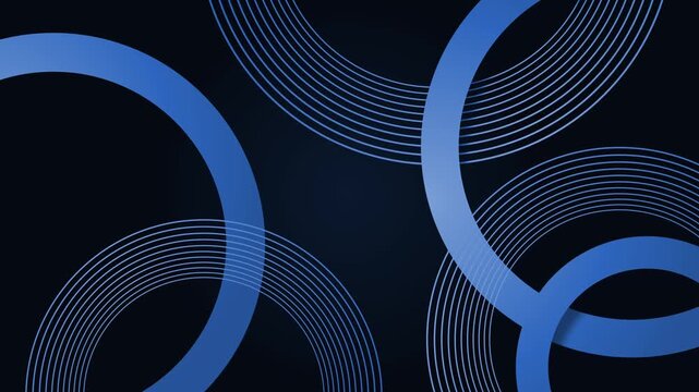 Abstract circular line pattern on background with glowing rings and curved shapes animation