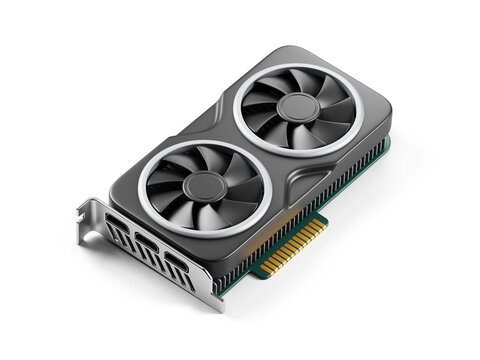 Graphics card GPU icon. Personal computer component icon. 3d illustration
