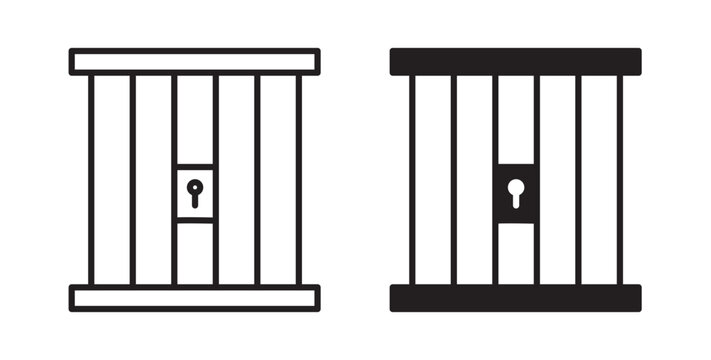 Jail icon flat outline in black