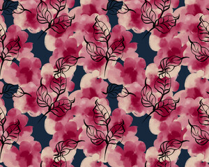Painting flowers pattern. Seamless floral pattern design © akın demirci