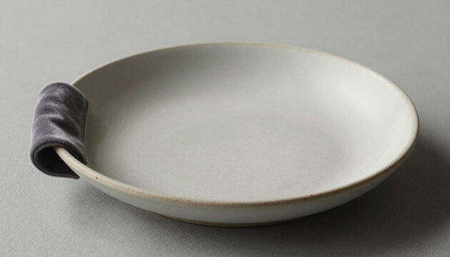 Shallow ceramic jewelry tray beside velvet