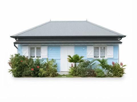 Belle maison cr&eacute;ole sur fond blanc 