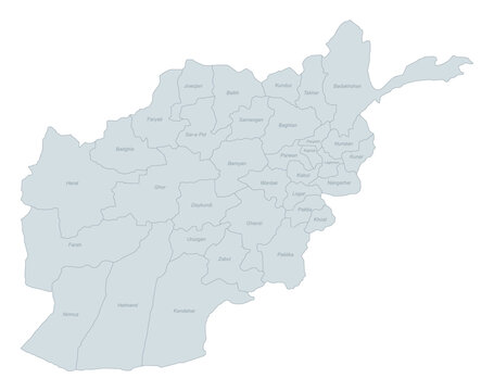 Afghanistan Administrative Divisions Map - Detailed Political Outline