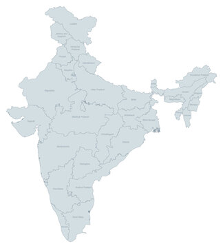 Political Map of India - Administrative Divisions (ADM1)