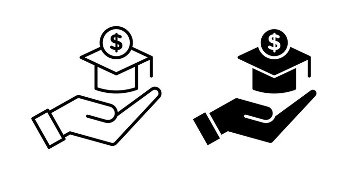 School fees icon flat outline in black