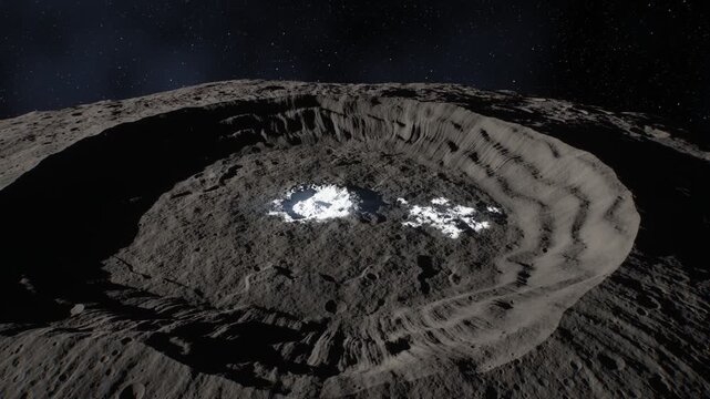 Ceres dwarf planet Occator crater bright salt deposits and topography in outer space