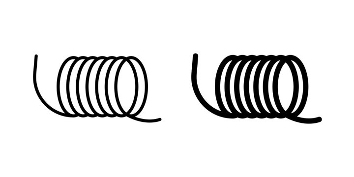 Wire coil icon flat outline in black