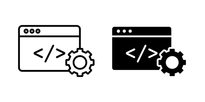 Web development icon flat outline in black