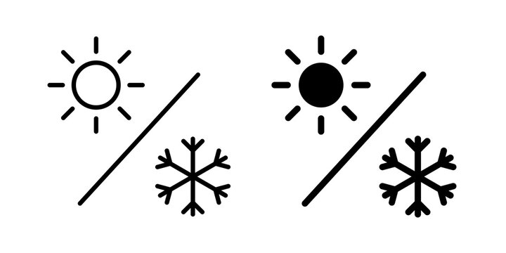 Hot and cold icon flat outline in black