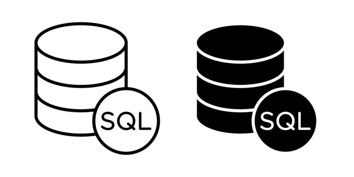 SQL icon flat outline in black