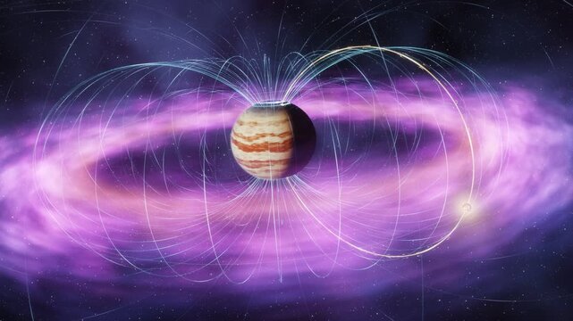 Io Plasma Torus And Magnetic Field Lines Surrounding Jupiter In Space