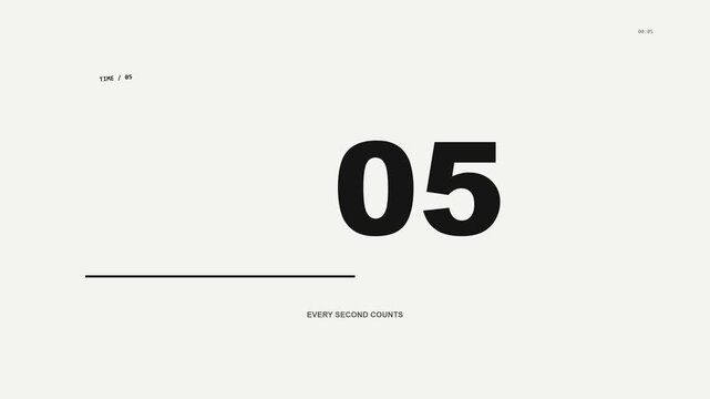 Minimalist graphic design countdown timer 10 seconds  and a horizontal line on a neutral background.